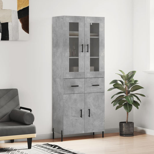 Hoge kast 69,5x34x180 cm bewerkt hout betongrijs is nu te koop bij PeponiXL, paradijselijk wonen!