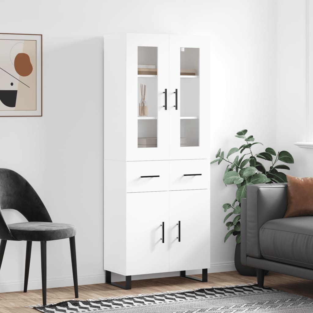 Hoge kast 69,5x34x180 cm bewerkt hout wit is nu te koop bij PeponiXL, paradijselijk wonen!