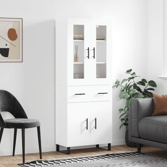 Hoge kast 69,5x34x180 cm bewerkt hout wit is nu te koop bij PeponiXL, paradijselijk wonen!
