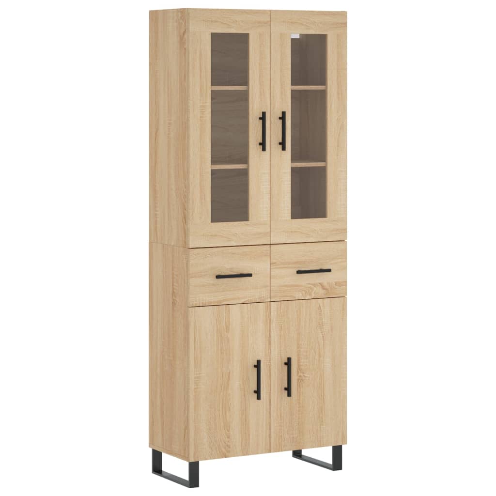 Hoge kast 69,5x34x180 cm bewerkt hout sonoma eikenkleurig is nu te koop bij PeponiXL, paradijselijk wonen!