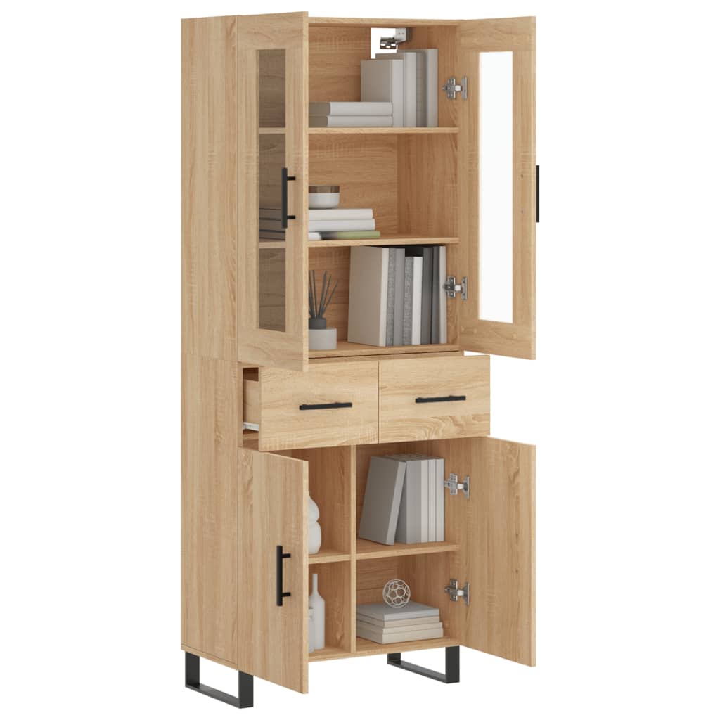 Hoge kast 69,5x34x180 cm bewerkt hout sonoma eikenkleurig is nu te koop bij PeponiXL, paradijselijk wonen!