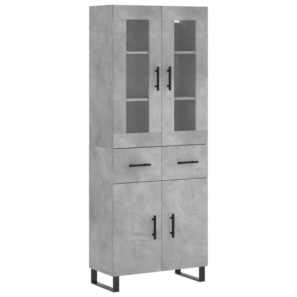 Hoge kast 69,5x34x180 cm bewerkt hout betongrijs is nu te koop bij PeponiXL, paradijselijk wonen!