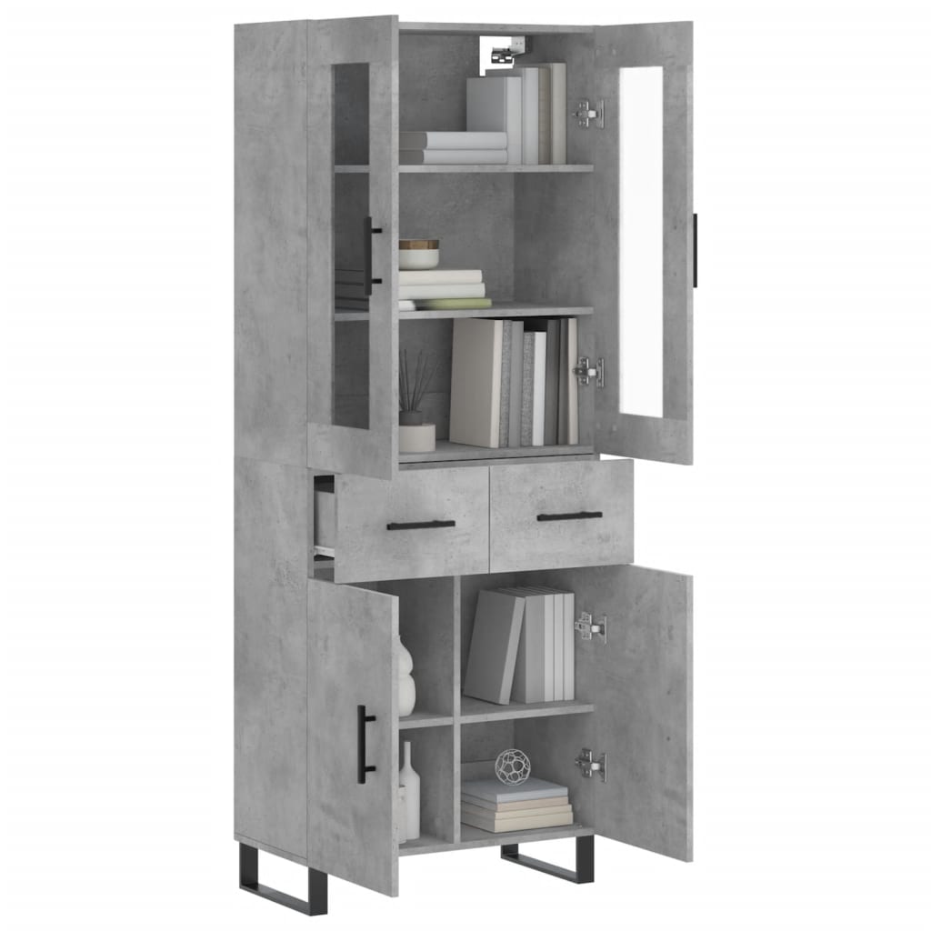 Hoge kast 69,5x34x180 cm bewerkt hout betongrijs is nu te koop bij PeponiXL, paradijselijk wonen!