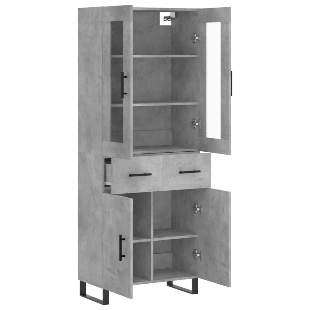 Hoge kast 69,5x34x180 cm bewerkt hout betongrijs is nu te koop bij PeponiXL, paradijselijk wonen!