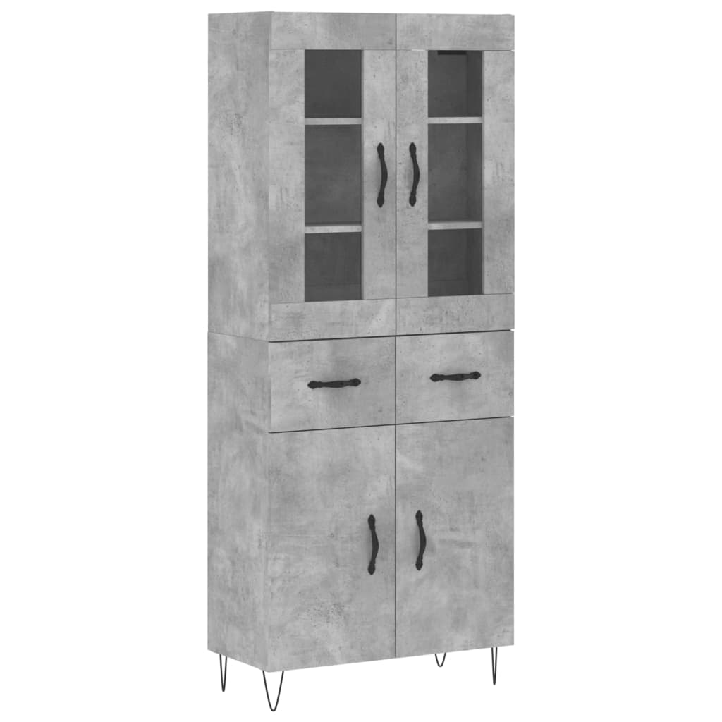 Hoge kast 69,5x34x180 cm bewerkt hout betongrijs is nu te koop bij PeponiXL, paradijselijk wonen!
