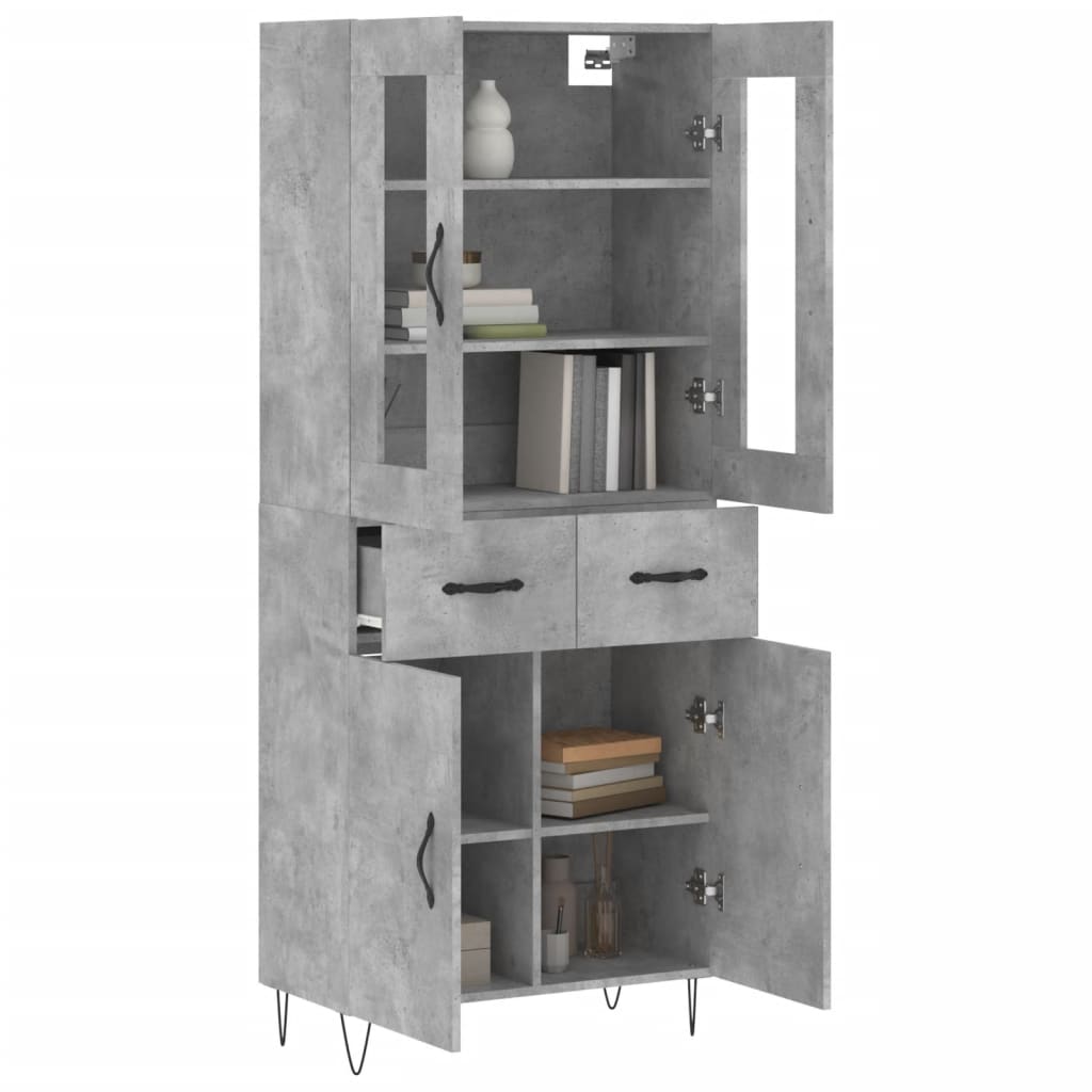Hoge kast 69,5x34x180 cm bewerkt hout betongrijs is nu te koop bij PeponiXL, paradijselijk wonen!
