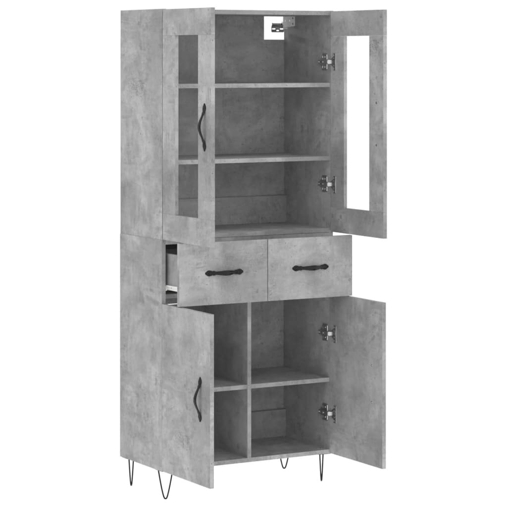 Hoge kast 69,5x34x180 cm bewerkt hout betongrijs is nu te koop bij PeponiXL, paradijselijk wonen!