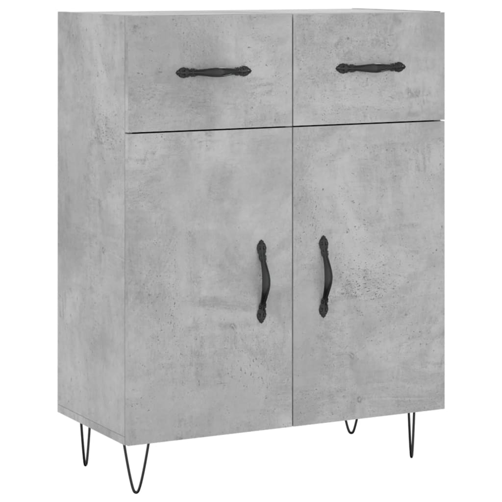 Hoge kast 69,5x34x180 cm bewerkt hout betongrijs is nu te koop bij PeponiXL, paradijselijk wonen!