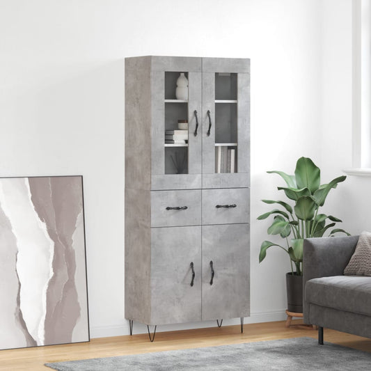 Hoge kast 69,5x34x180 cm bewerkt hout betongrijs is nu te koop bij PeponiXL, paradijselijk wonen!