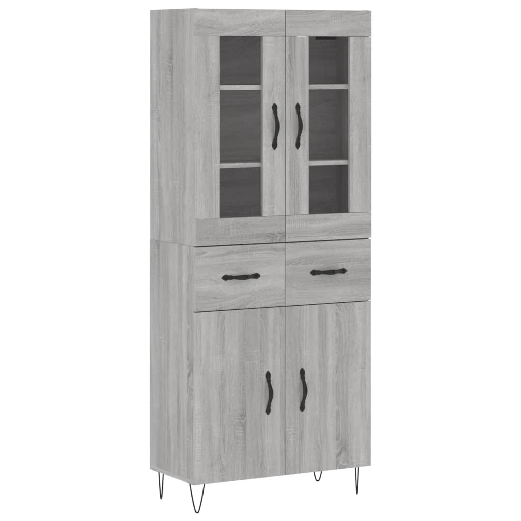 Hoge kast 69,5x34x180 cm bewerkt hout grijs sonoma eikenkleurig is nu te koop bij PeponiXL, paradijselijk wonen!