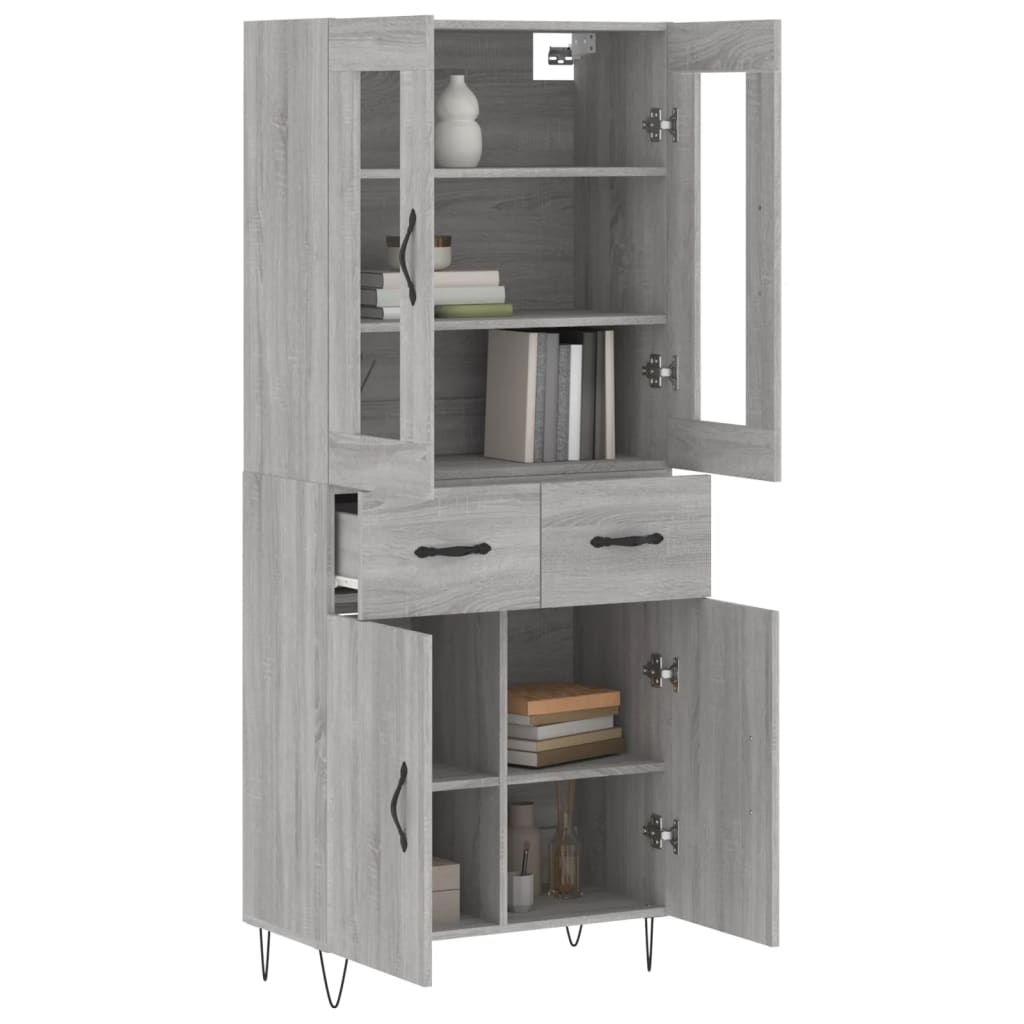 Hoge kast 69,5x34x180 cm bewerkt hout grijs sonoma eikenkleurig is nu te koop bij PeponiXL, paradijselijk wonen!