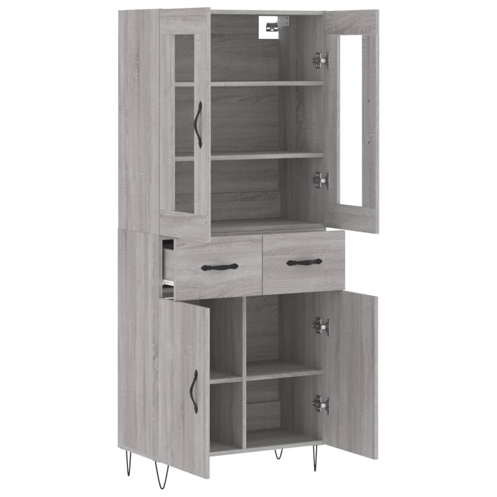 Hoge kast 69,5x34x180 cm bewerkt hout grijs sonoma eikenkleurig is nu te koop bij PeponiXL, paradijselijk wonen!