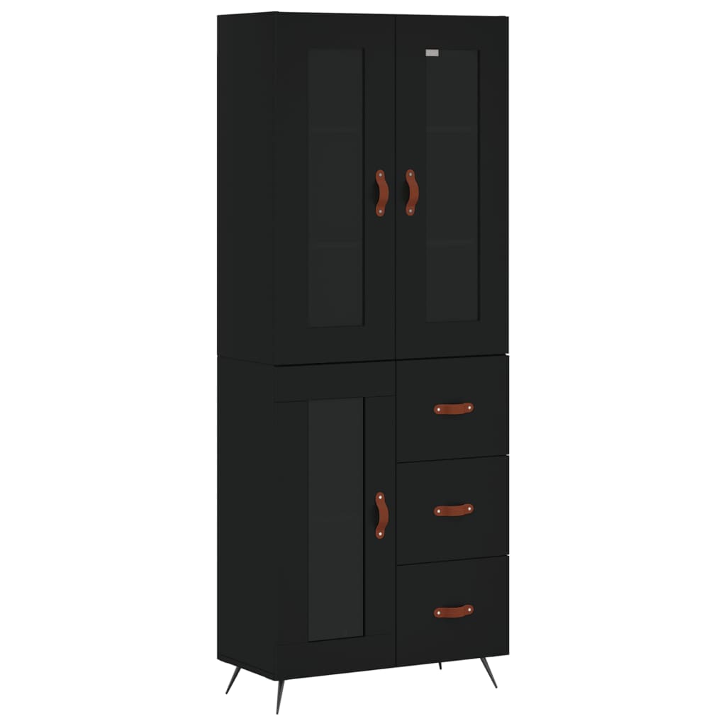 Hoge kast 69,5x34x180 cm bewerkt hout zwart is nu te koop bij PeponiXL, paradijselijk wonen!