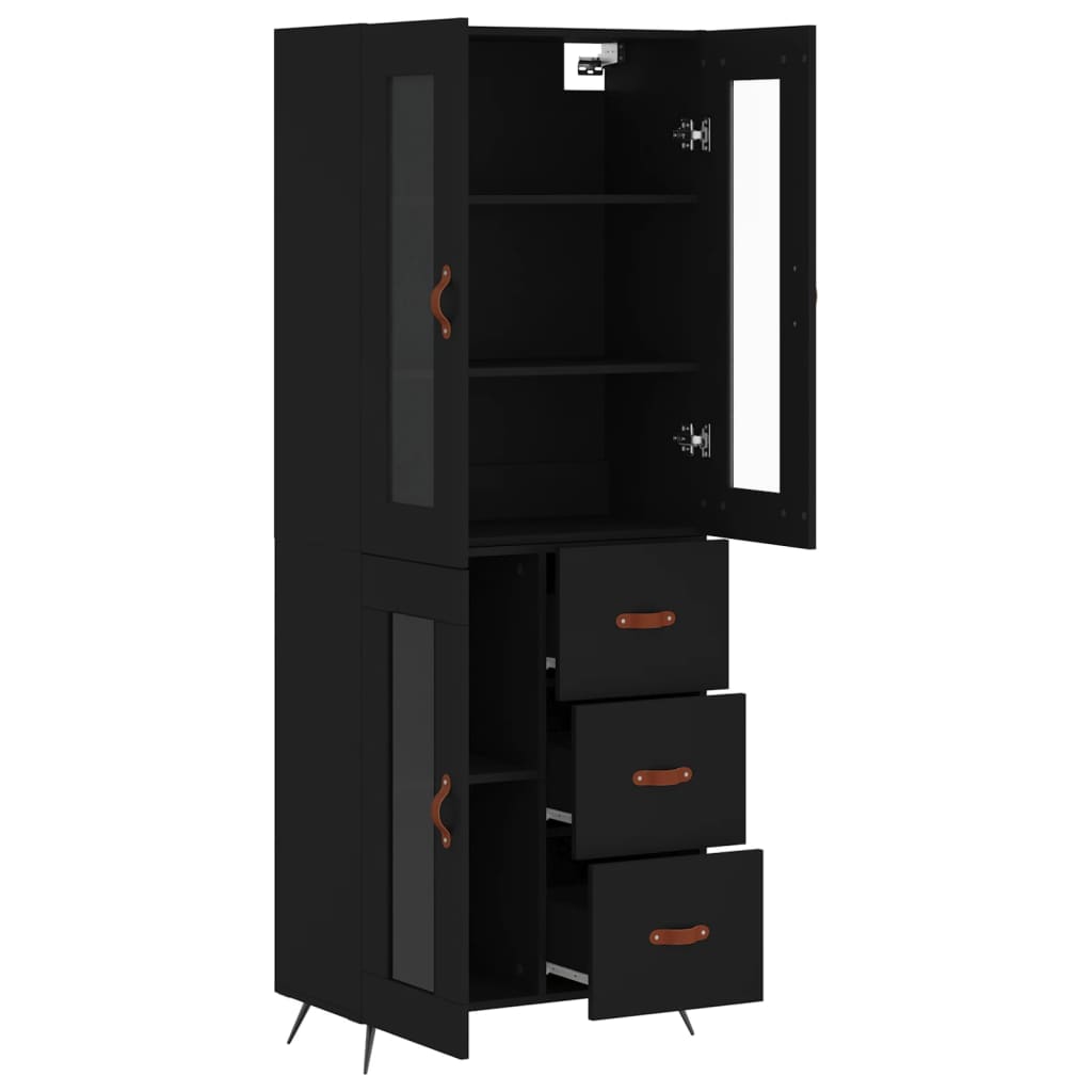 Hoge kast 69,5x34x180 cm bewerkt hout zwart is nu te koop bij PeponiXL, paradijselijk wonen!