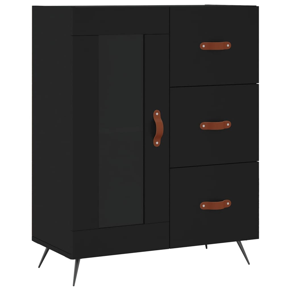 Hoge kast 69,5x34x180 cm bewerkt hout zwart is nu te koop bij PeponiXL, paradijselijk wonen!
