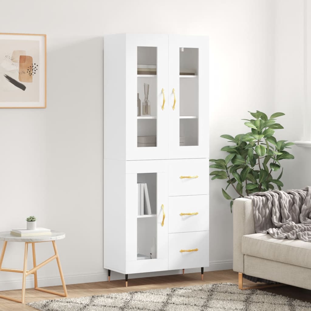 Hoge kast 69,5x34x180 cm bewerkt hout wit is nu te koop bij PeponiXL, paradijselijk wonen!