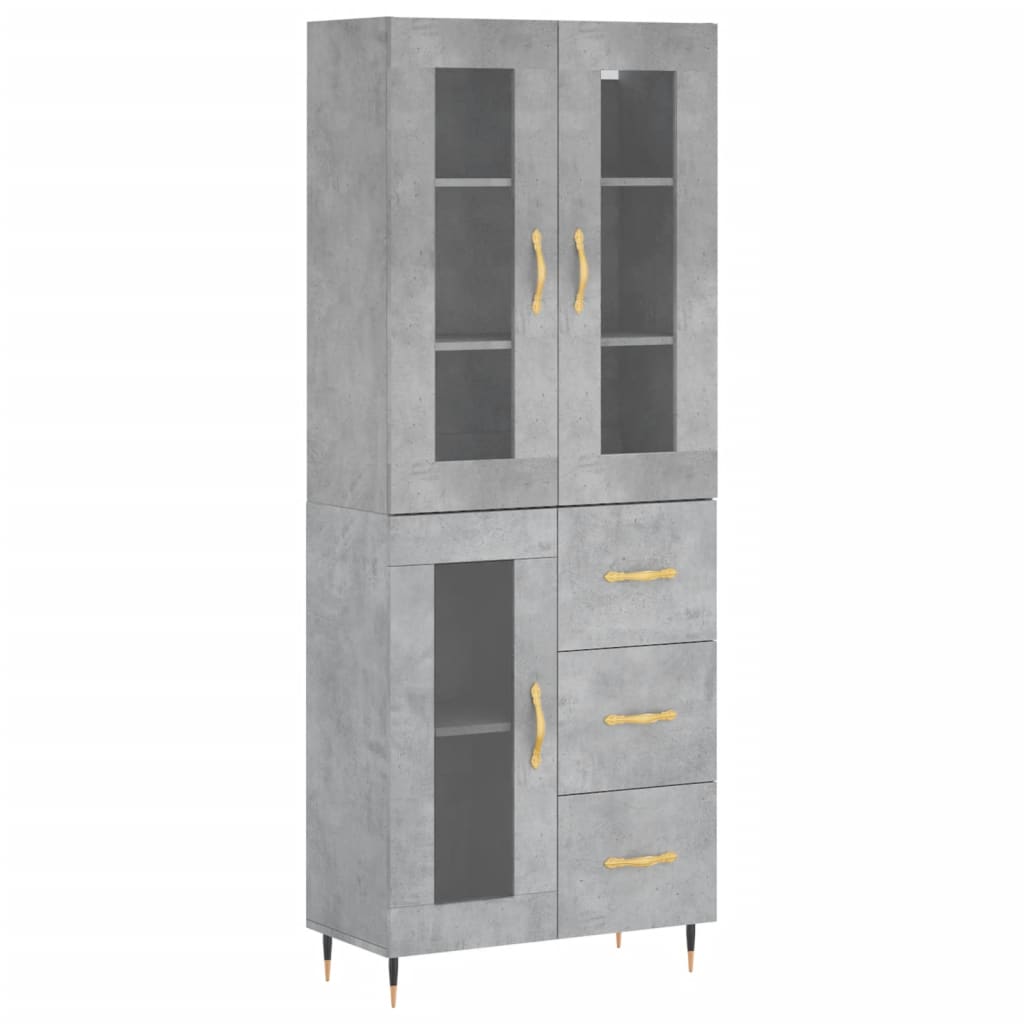 Hoge kast 69,5x34x180 cm bewerkt hout betongrijs is nu te koop bij PeponiXL, paradijselijk wonen!