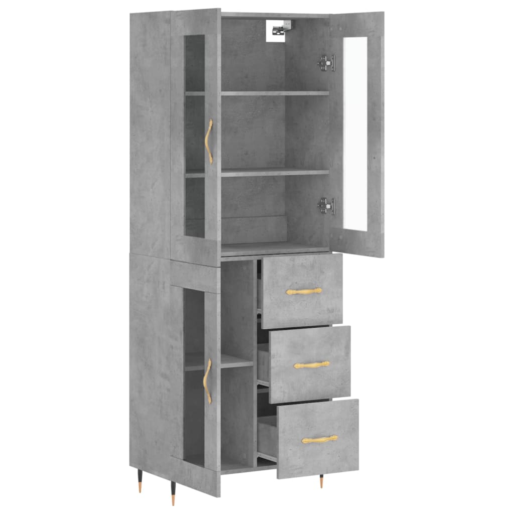 Hoge kast 69,5x34x180 cm bewerkt hout betongrijs is nu te koop bij PeponiXL, paradijselijk wonen!