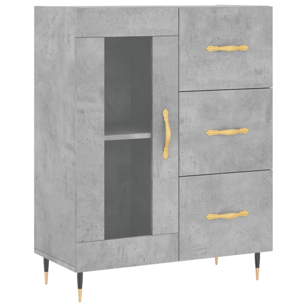 Hoge kast 69,5x34x180 cm bewerkt hout betongrijs is nu te koop bij PeponiXL, paradijselijk wonen!