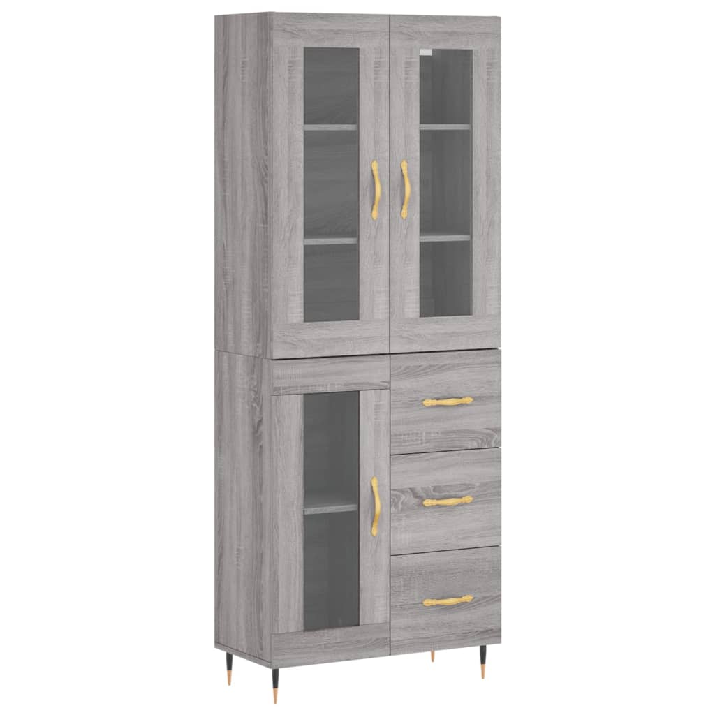 Hoge kast 69,5x34x180 cm bewerkt hout grijs sonoma eikenkleurig is nu te koop bij PeponiXL, paradijselijk wonen!