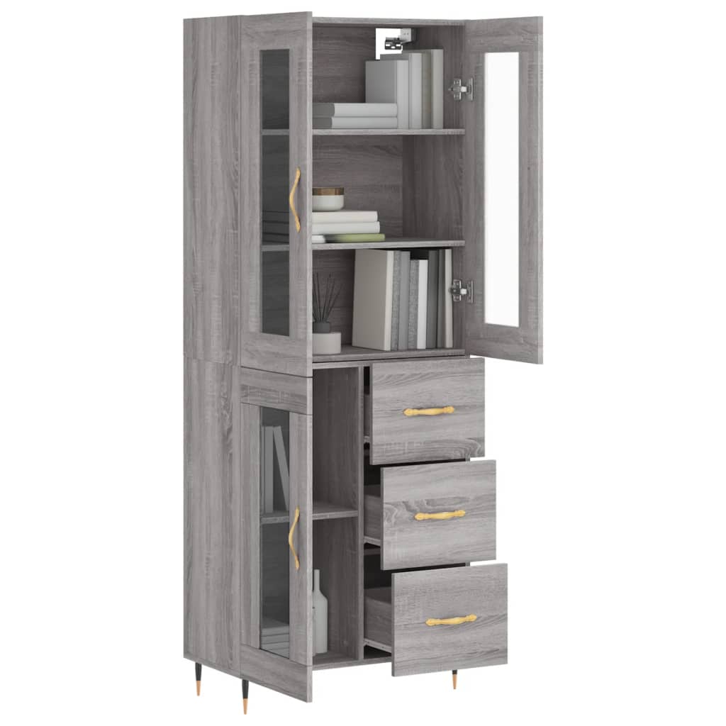 Hoge kast 69,5x34x180 cm bewerkt hout grijs sonoma eikenkleurig is nu te koop bij PeponiXL, paradijselijk wonen!