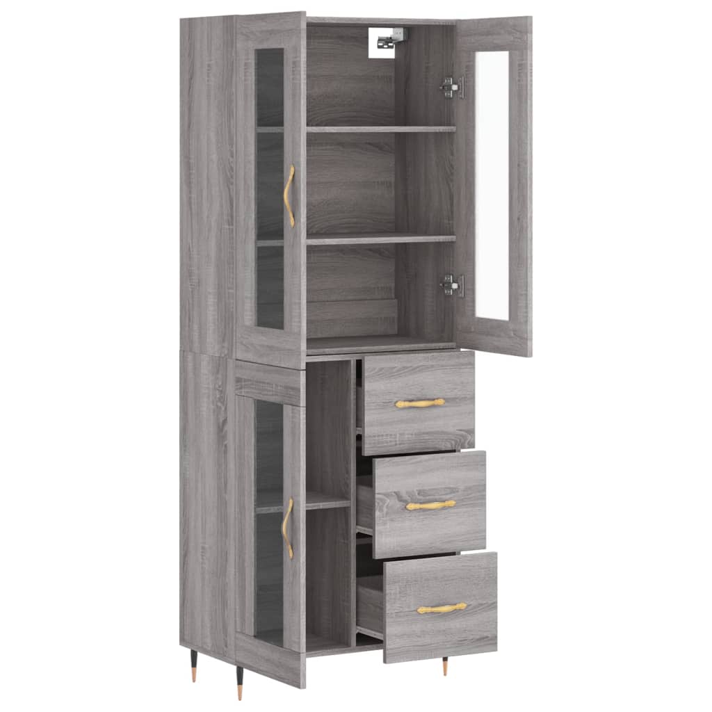 Hoge kast 69,5x34x180 cm bewerkt hout grijs sonoma eikenkleurig is nu te koop bij PeponiXL, paradijselijk wonen!