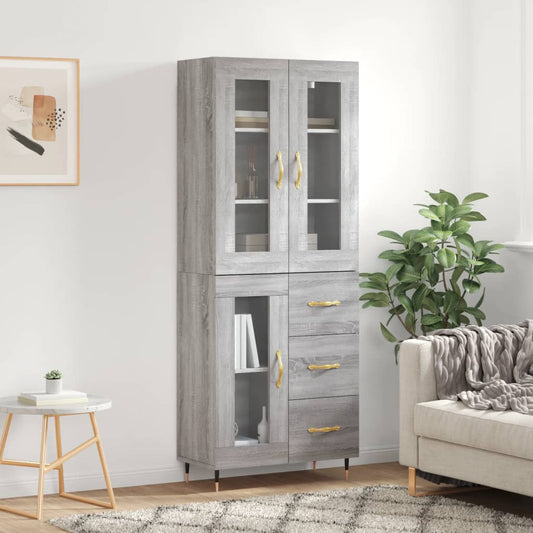 Hoge kast 69,5x34x180 cm bewerkt hout grijs sonoma eikenkleurig is nu te koop bij PeponiXL, paradijselijk wonen!