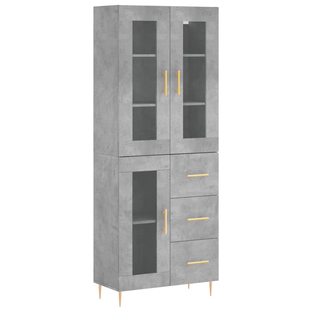 Hoge kast 69,5x34x180 cm bewerkt hout betongrijs is nu te koop bij PeponiXL, paradijselijk wonen!