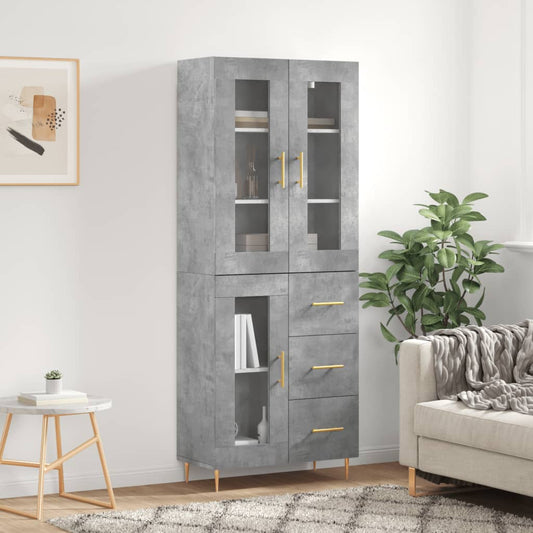 Hoge kast 69,5x34x180 cm bewerkt hout betongrijs is nu te koop bij PeponiXL, paradijselijk wonen!