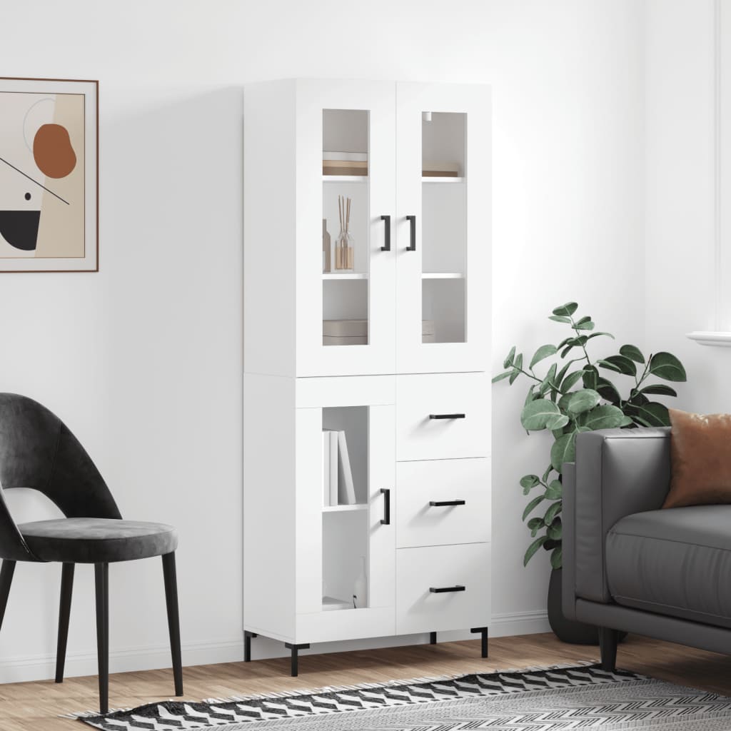 Hoge kast 69,5x34x180 cm bewerkt hout wit is nu te koop bij PeponiXL, paradijselijk wonen!