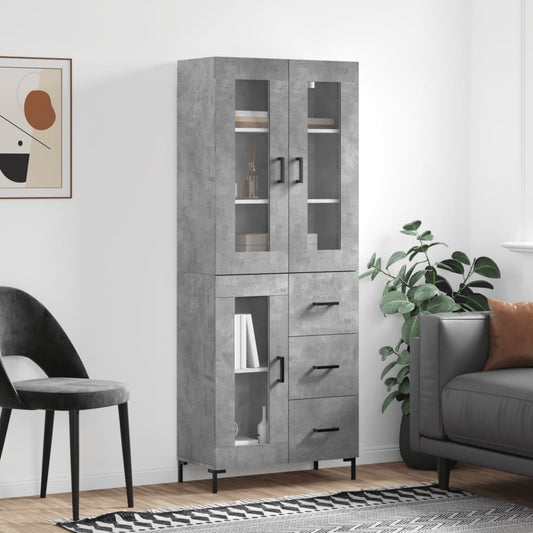Hoge kast 69,5x34x180 cm bewerkt hout betongrijs is nu te koop bij PeponiXL, paradijselijk wonen!