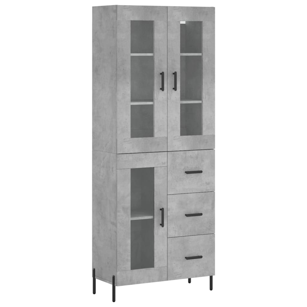 Hoge kast 69,5x34x180 cm bewerkt hout betongrijs is nu te koop bij PeponiXL, paradijselijk wonen!