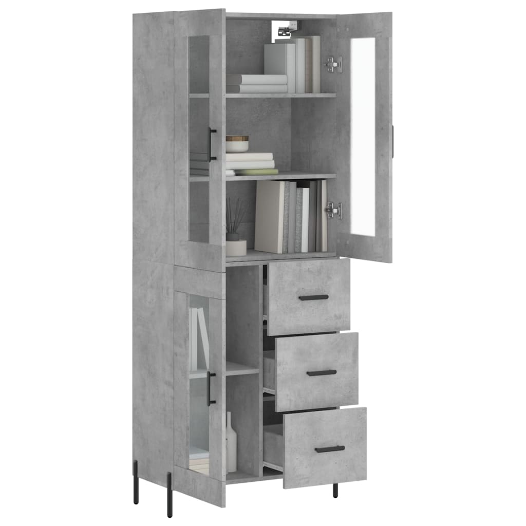 Hoge kast 69,5x34x180 cm bewerkt hout betongrijs is nu te koop bij PeponiXL, paradijselijk wonen!