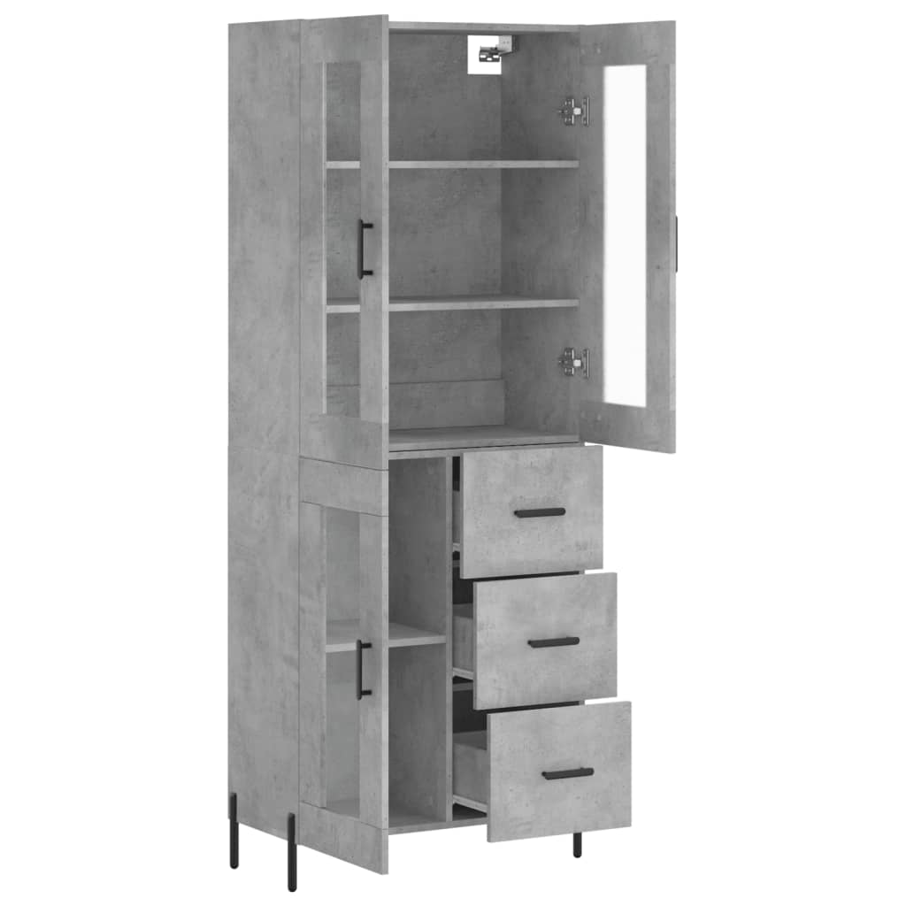Hoge kast 69,5x34x180 cm bewerkt hout betongrijs is nu te koop bij PeponiXL, paradijselijk wonen!