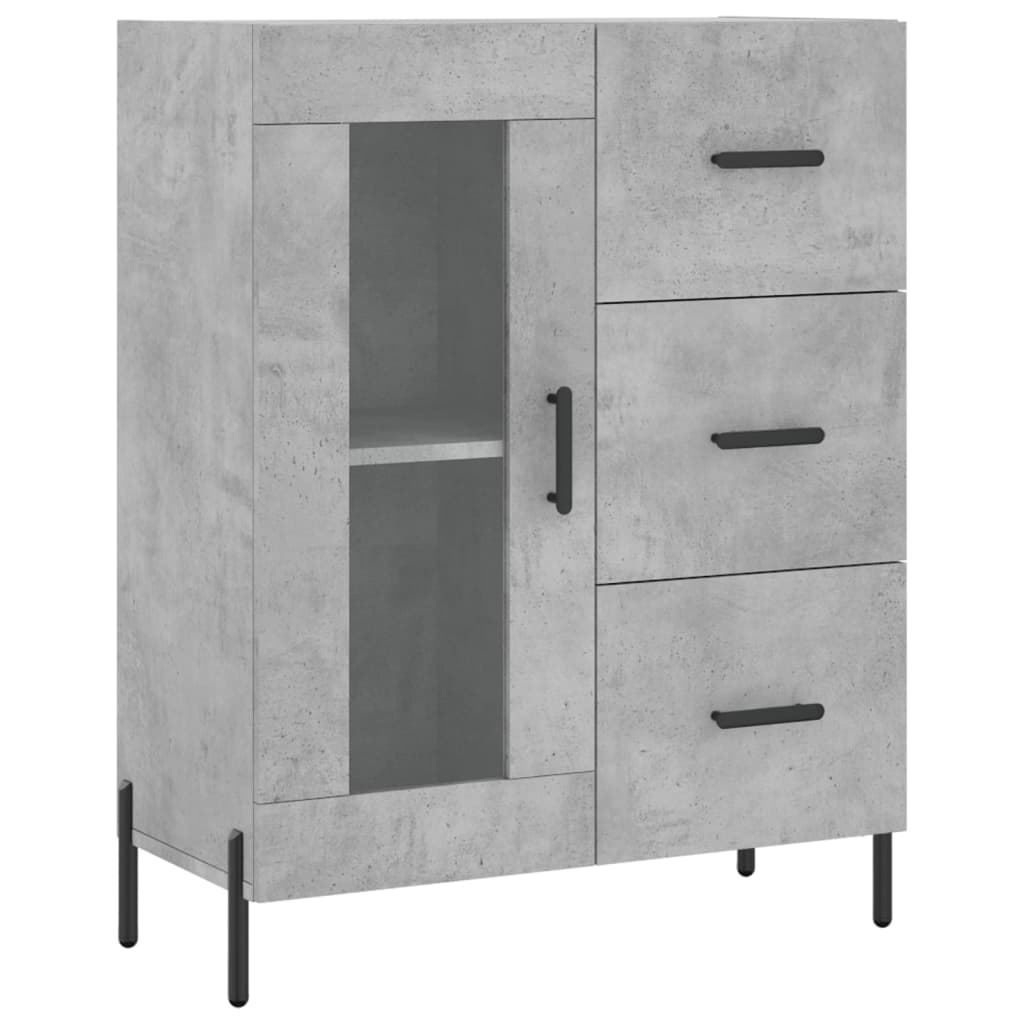 Hoge kast 69,5x34x180 cm bewerkt hout betongrijs is nu te koop bij PeponiXL, paradijselijk wonen!