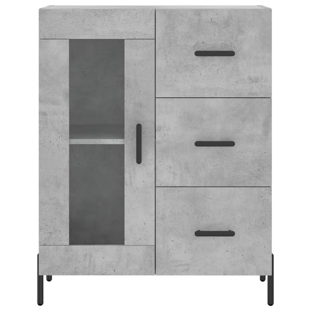 Hoge kast 69,5x34x180 cm bewerkt hout betongrijs is nu te koop bij PeponiXL, paradijselijk wonen!