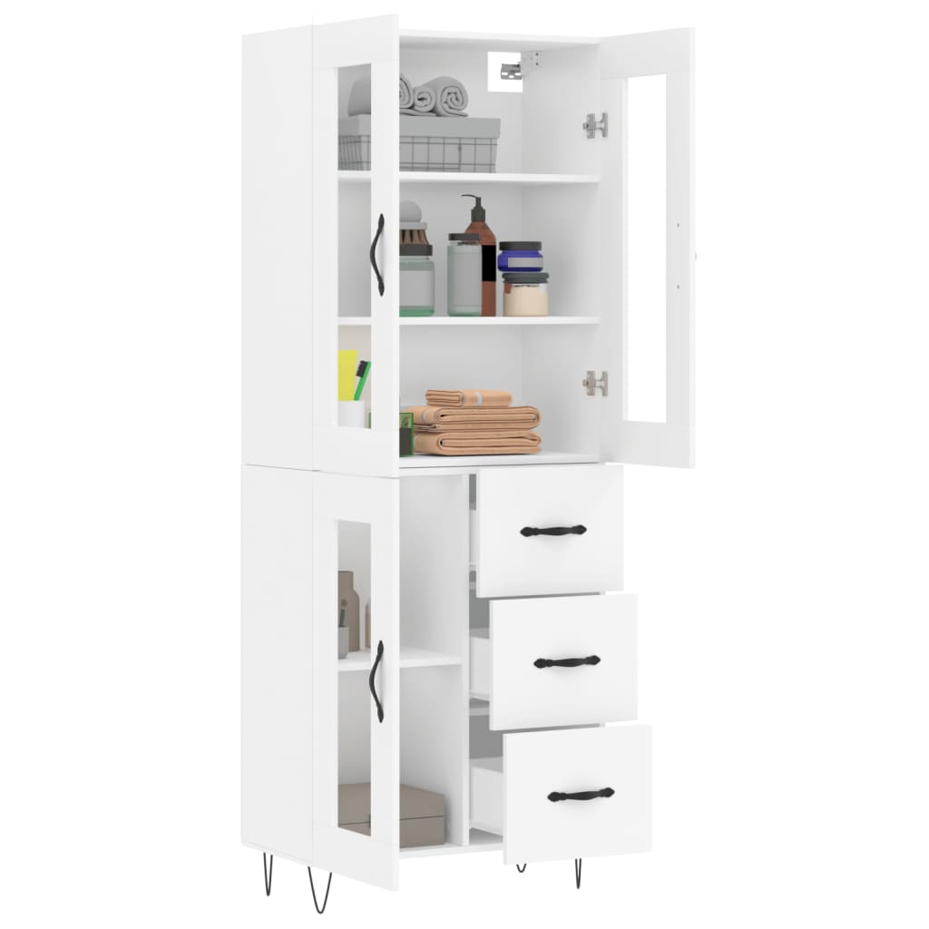 Hoge kast 69,5x34x180 cm bewerkt hout wit is nu te koop bij PeponiXL, paradijselijk wonen!