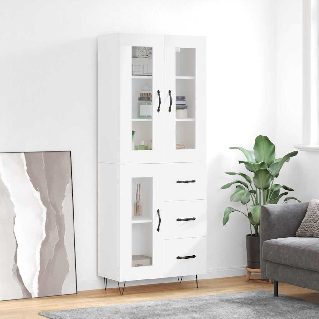 Hoge kast 69,5x34x180 cm bewerkt hout wit is nu te koop bij PeponiXL, paradijselijk wonen!