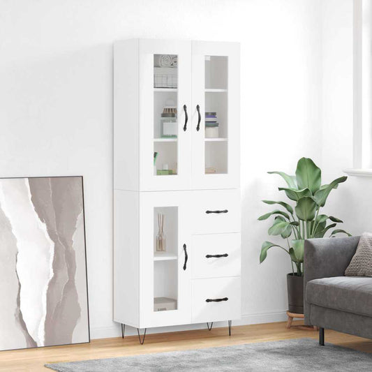 Hoge kast 69,5x34x180 cm bewerkt hout wit is nu te koop bij PeponiXL, paradijselijk wonen!