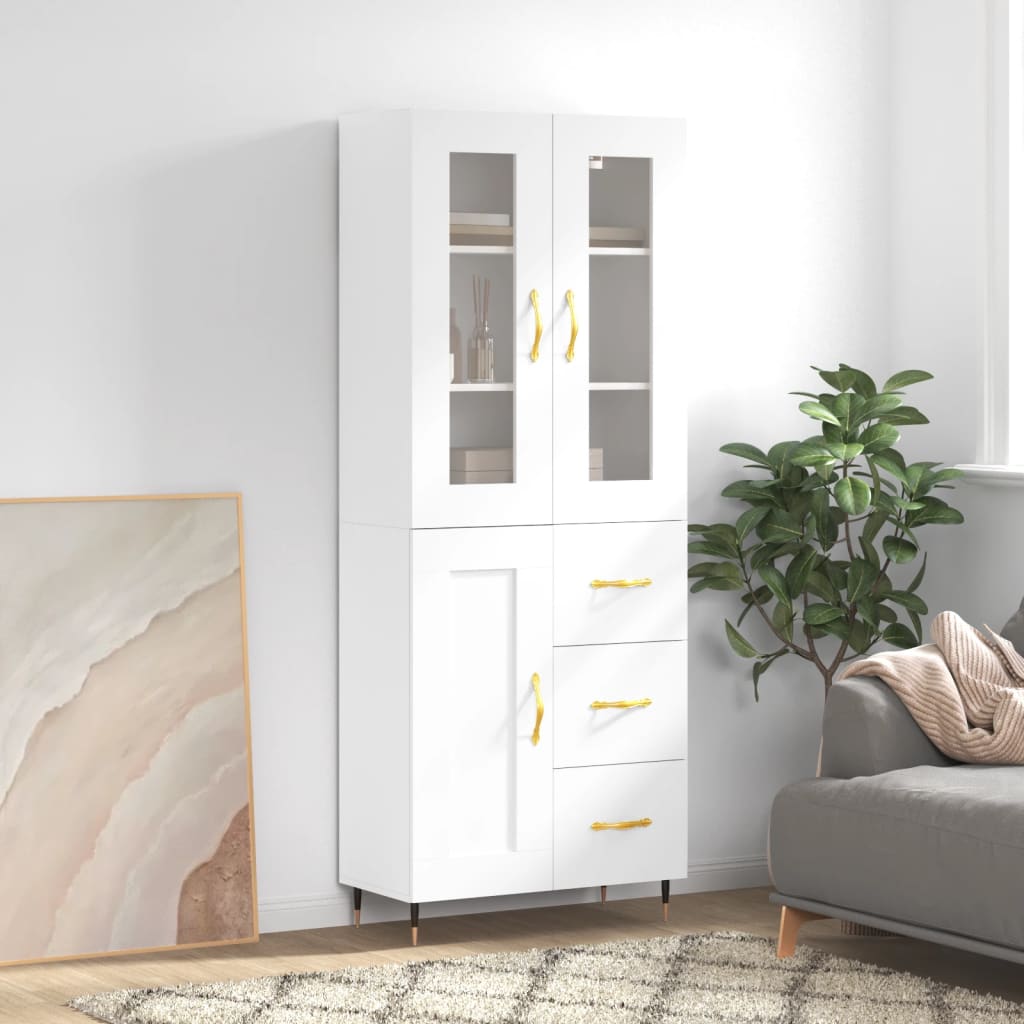 Hoge kast 69,5x34x180 cm bewerkt hout wit is nu te koop bij PeponiXL, paradijselijk wonen!