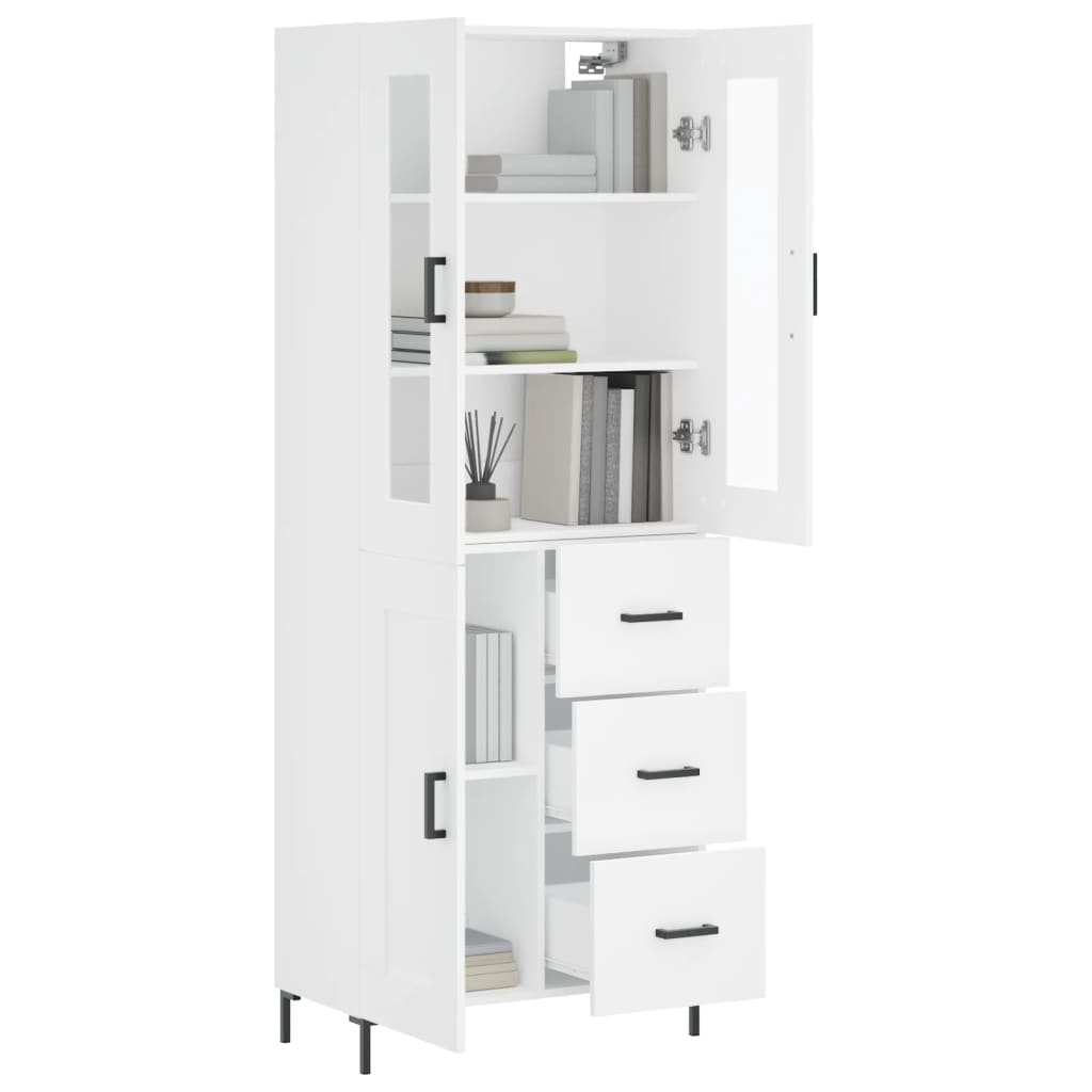 Hoge kast 69,5x34x180 cm bewerkt hout wit is nu te koop bij PeponiXL, paradijselijk wonen!