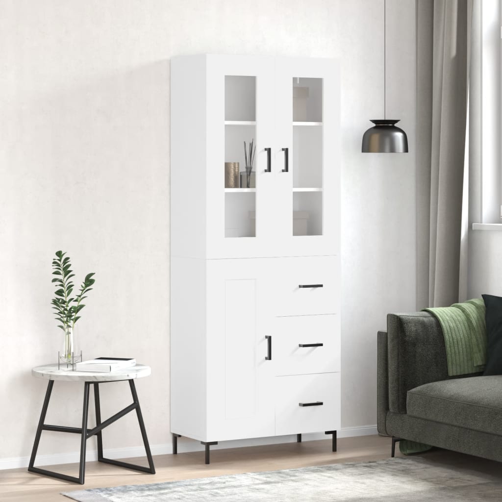 Hoge kast 69,5x34x180 cm bewerkt hout wit is nu te koop bij PeponiXL, paradijselijk wonen!