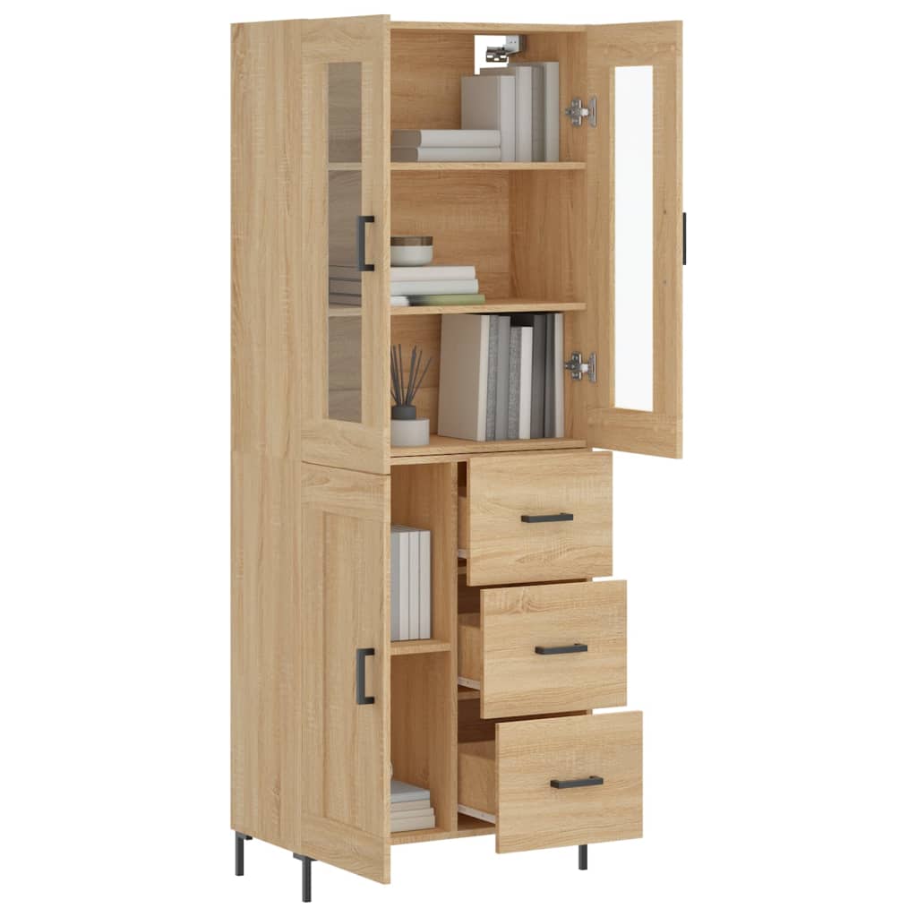 Hoge kast 69,5x34x180 cm bewerkt hout sonoma eikenkleurig is nu te koop bij PeponiXL, paradijselijk wonen!