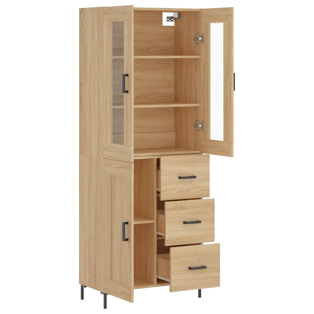 Hoge kast 69,5x34x180 cm bewerkt hout sonoma eikenkleurig is nu te koop bij PeponiXL, paradijselijk wonen!