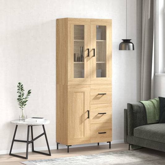 Hoge kast 69,5x34x180 cm bewerkt hout sonoma eikenkleurig is nu te koop bij PeponiXL, paradijselijk wonen!