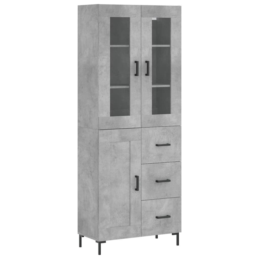 Hoge kast 69,5x34x180 cm bewerkt hout betongrijs is nu te koop bij PeponiXL, paradijselijk wonen!