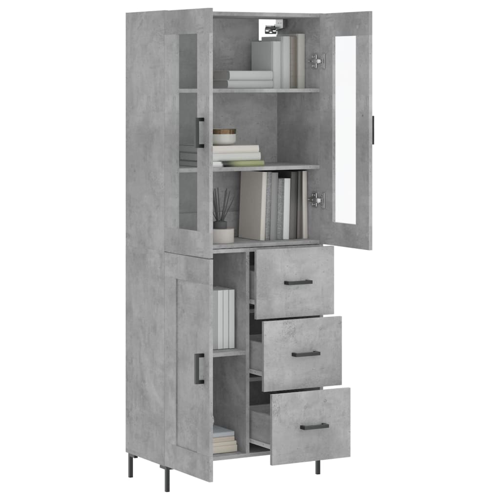 Hoge kast 69,5x34x180 cm bewerkt hout betongrijs is nu te koop bij PeponiXL, paradijselijk wonen!