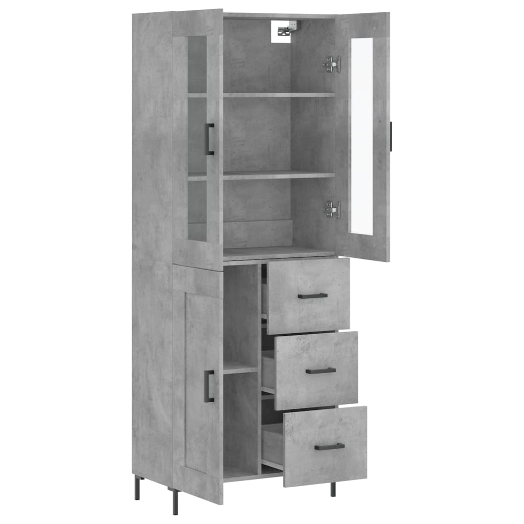 Hoge kast 69,5x34x180 cm bewerkt hout betongrijs is nu te koop bij PeponiXL, paradijselijk wonen!