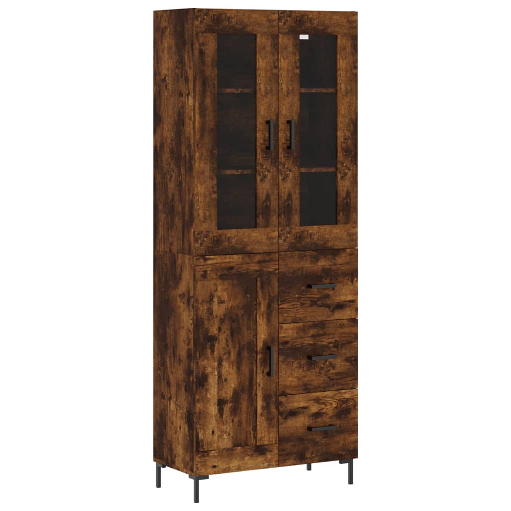 Hoge kast 69,5x34x180 cm bewerkt hout gerookt eikenkleurig is nu te koop bij PeponiXL, paradijselijk wonen!