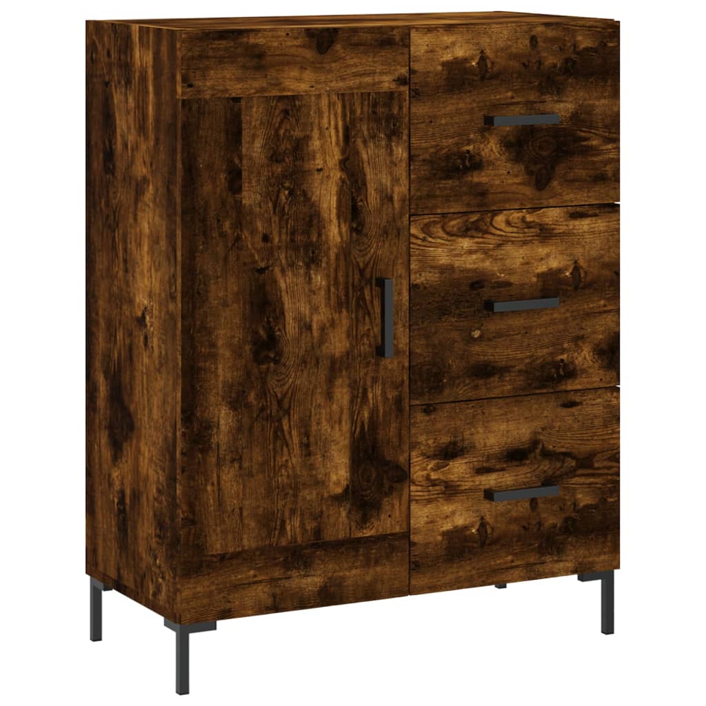 Hoge kast 69,5x34x180 cm bewerkt hout gerookt eikenkleurig is nu te koop bij PeponiXL, paradijselijk wonen!